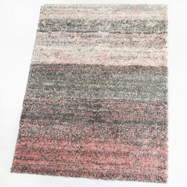 KUKOON Pink Stripe Distressed Shaggy Living Room Area Rug 200cm x 290cm Pink