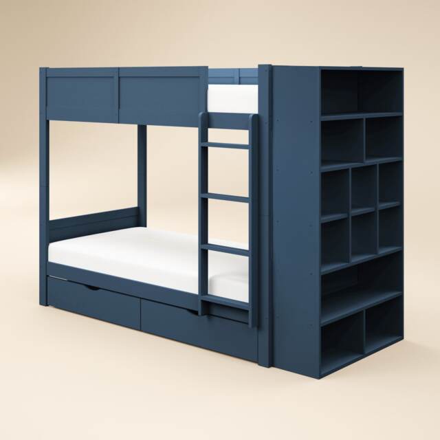 Flair Ruby Wooden Bunk Bed with Storage Blue