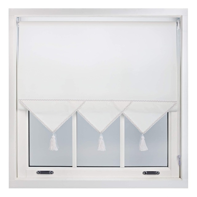65cm Triangle Edge Sheer Linen Roller Blind Metal Fittings