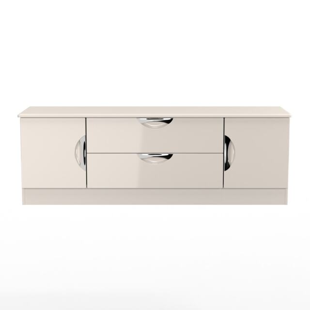 Holborn 2 Door 2 Drawer Wide TV Unit in Kashmir Gloss & Kashmir (Ready Assembled) Cream Kashmir Gloss & Kashmir