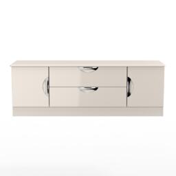 Holborn 2 Door 2 Drawer Wide TV Unit in Kashmir Gloss & Kashmir (Ready Assembled) Cream Kashmir Gloss & Kashmir