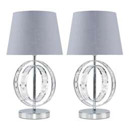 ValueLights Rothwell Pair of Silver Table Lamp Silver Shade