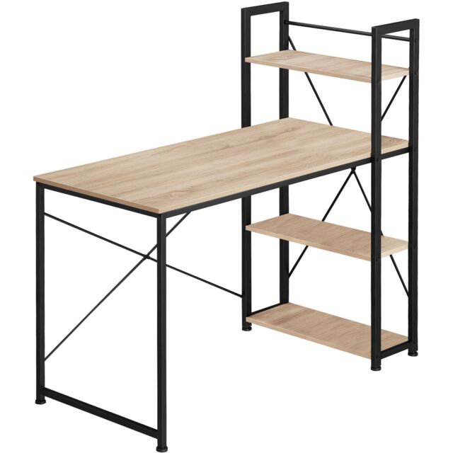 Desk Hershey - integrated shelf with 3 compartments Brown industrial wood light, oak Sonoma 122 x 61 x 120 cm 1