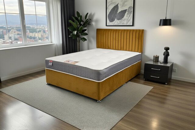 Emily Divan Bed, No Drawers + Sprung Memory Foam Mattress & Headboard
