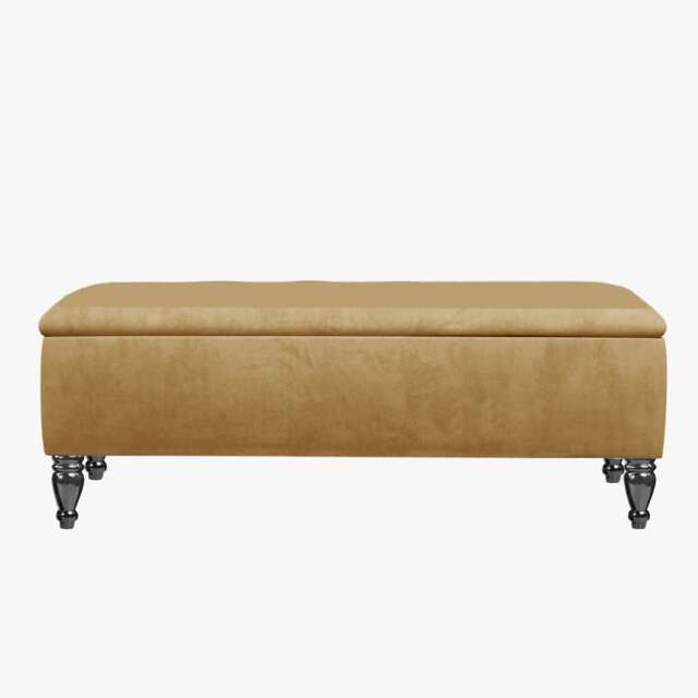 Lisbon Plain 180cm Ottoman Storage Bench - Plush Velvet Shoe Bench - Mink Upholstery Footstool with Storage