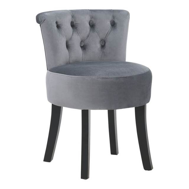 Living and Home Upholstered Buttoned Vanity Stool - Grey