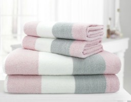 100% Cotton Stripe Towels - Pink Pink Hand towel