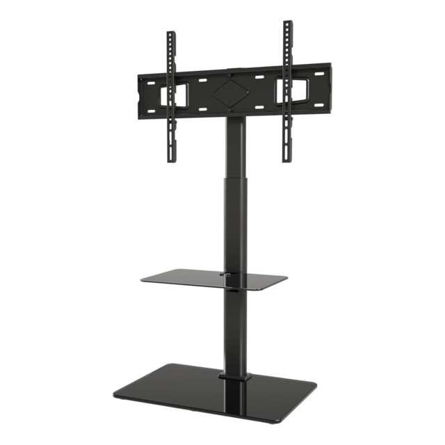 AVF Loft Freestanding Column TV Stand with Swivel Mount & Glass Shelf for 32-70 Inch TVs up to 30kg - Black