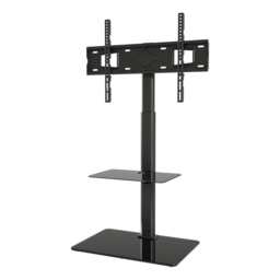 AVF Loft Freestanding Column TV Stand with Swivel Mount & Glass Shelf for 32-70 Inch TVs up to 30kg - Black