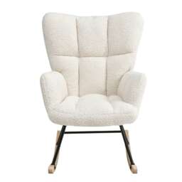 Living and Home Tufted Fabric Upholstered Rocking Chair - White