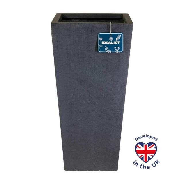 Tall Tapered Faux Lead Light Concrete Garden Planter H38.5 L18.5 W18.5 cm, 13 ltrs Cap.