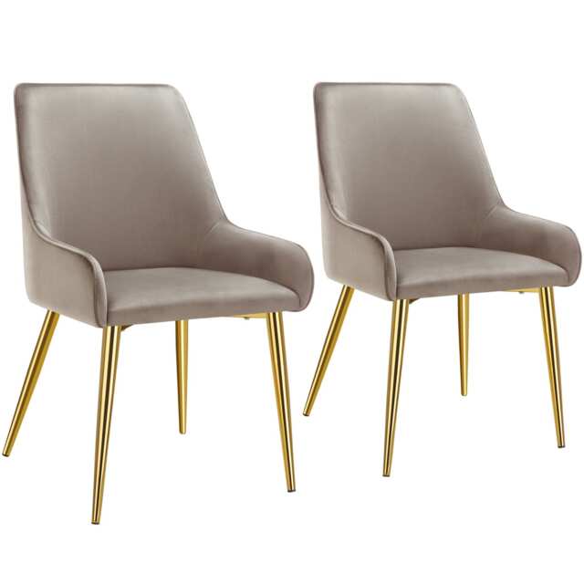 Dining Chair Avane - velvet look, padded armchair, high backrest and armrests Brown taupe One Size 2