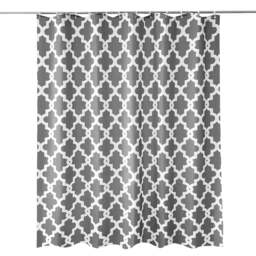 Trellis Grey Polyester Shower Curtain with 12 Hooks - 180x200cm