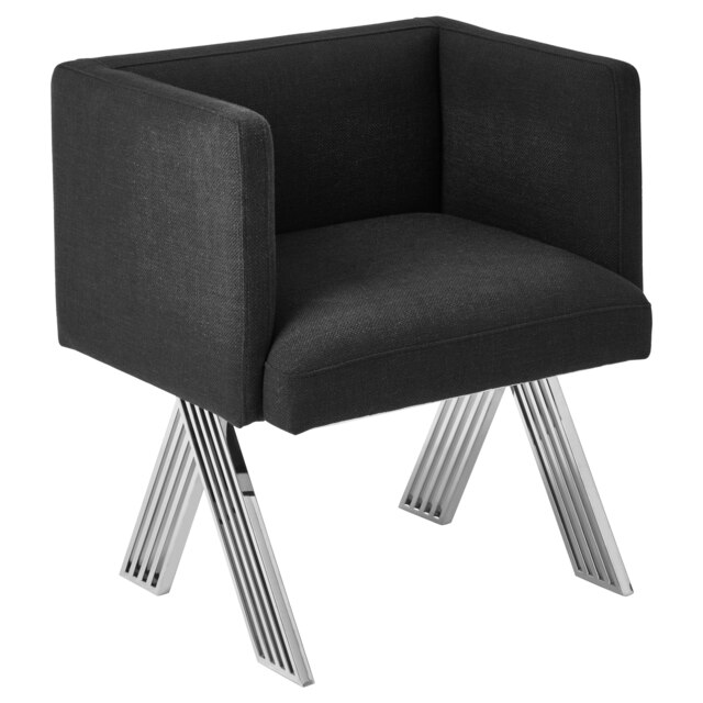 Interiors By Premier Luxurious Black Dining Chair with Silver Legs,Livingroom Armchair,Outdoor Patio Chair,Ideal As Kitchen Chair Black