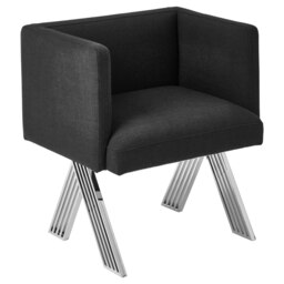 Interiors By Premier Luxurious Black Dining Chair with Silver Legs,Livingroom Armchair,Outdoor Patio Chair,Ideal As Kitchen Chair Black