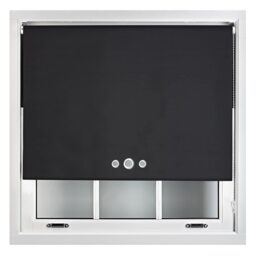 FURNISHED Custom Fit Blackout Roller Blinds with Triple Round Eyelets & Metal Fittings Black Black (W) 90cm x (L) 210cm