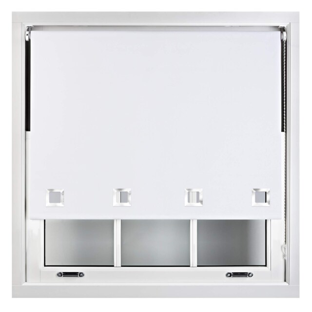 FURNISHED Blackout Roller Blinds with Large Square Eyelets Made to Measure Window Shade White White (W) 150cm x (L) 165cm