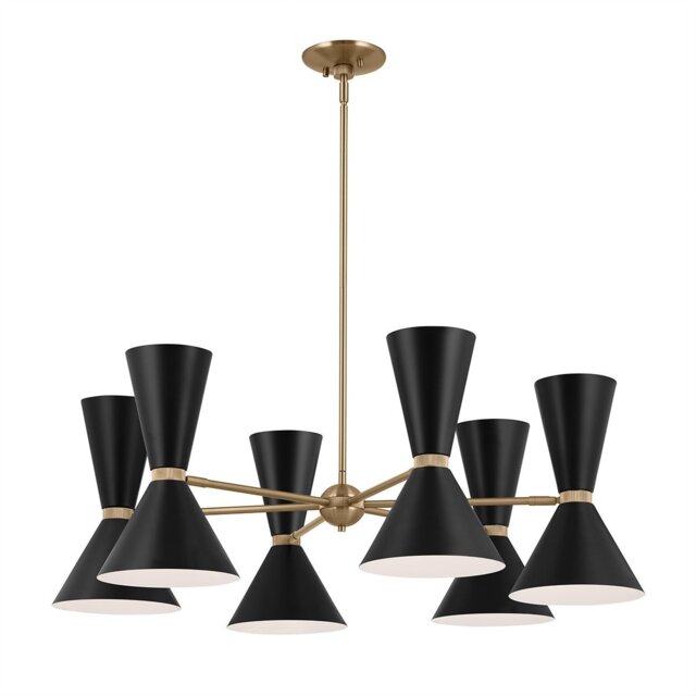 Kichler Phix Multi Arm Pendant Ceiling Light Contemporary Champagne Bronze, Black 12x E27