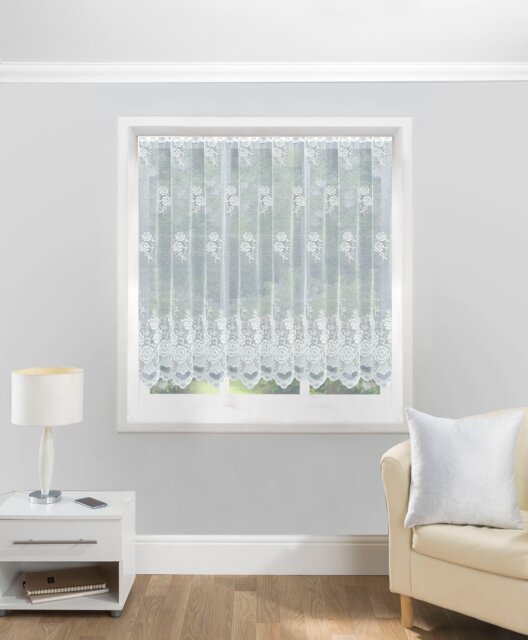 Traditional Floral Heavy Lace Sheer Net Curtain Panel (500 x 91cm)