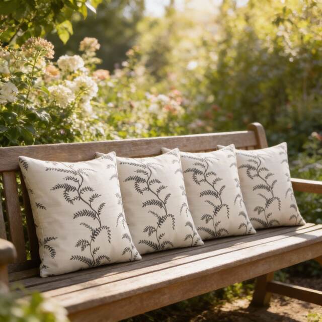 Linen Fern Outdoor Water-repellant Cushion Set of 4