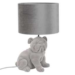 ValueLights Billy Bulldog Velvet Grey Table Lamp Grey Velvet Shade