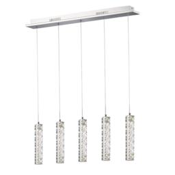 Galaxy Ceiling Pendant 5 Drop 15W LED 4000K Polished Chrome, Crystal