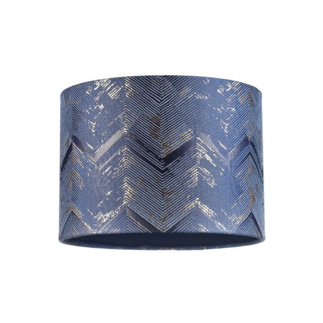 Contemporary Midnight Blue Drum Lamp Shade with Gold and Silver Metallic Decor Blue Midnight Blue 1