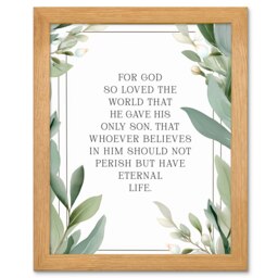 John 3:16 God So Loved the World Bible Verse Wood Framed Wall Art Print