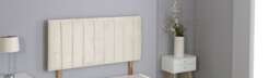 "Cream Plush Velvet 9 Panel Headboard Cream 3FT Single 20""inch Headboard"