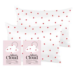 Silver Cloud Silver Ion Infused Satin Pillowcase Heart Print - Twinpack