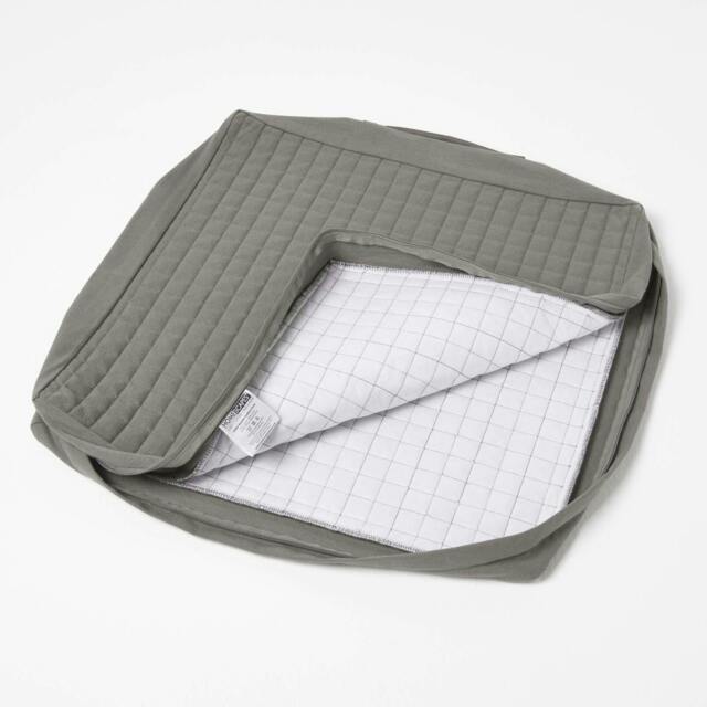 Homescapes Grey Quilted Cotton Armchair Booster Cushion Cover Grey Charcoal Grey 50 x 50 x 10 cm