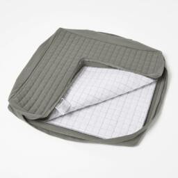 Homescapes Grey Quilted Cotton Armchair Booster Cushion Cover Grey Charcoal Grey 50 x 50 x 10 cm