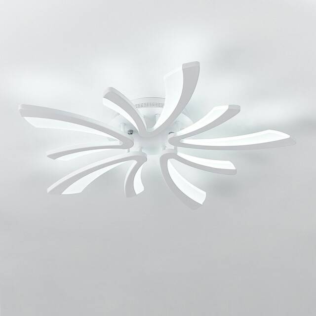 Living and Home Unique V-Shaped LED Semi Flush Ceiling Light, White, 73cm Dia x 6.5cm H
