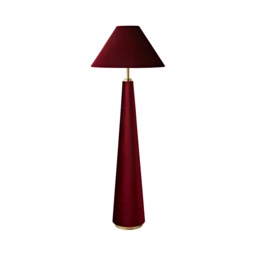 ValueLights Martha Conical Burgundy Velvet Midi Floor Lamp Red