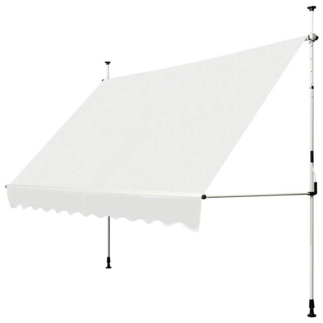 COSTWAY 3.5M Telescopic Canopy Retractable Awning Shelter Beige White