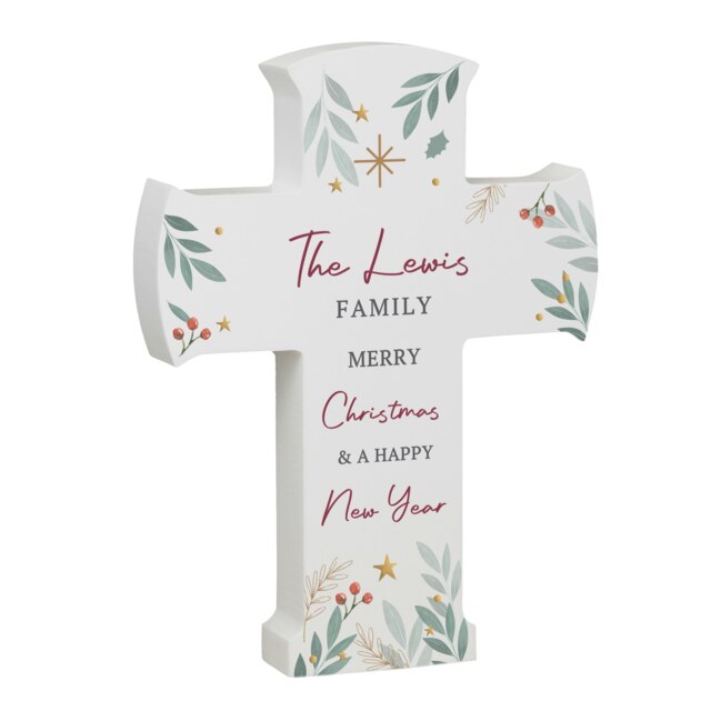 Personalised Christmas Wooden Cross Ornament