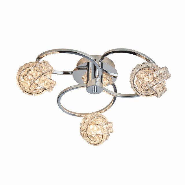 Talia 3 Light Semi flush Chrome, Crystal (K5) Glass, G9