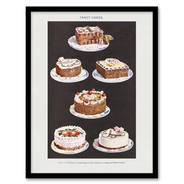 Mrs Beeton Household Management Fancy Cakes Framed Wall Art Picture Print A3