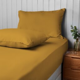 Silentnight Supersoft Fitted Sheet and Pillowcase Set, Ochre