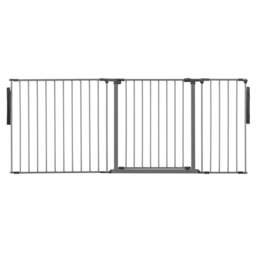 Safetots Premium Multi Panel Room Divider, up to 187cm Wide, Grey, 70cm Tall, Flexible Barrier with Door for Baby and Toddler Grey