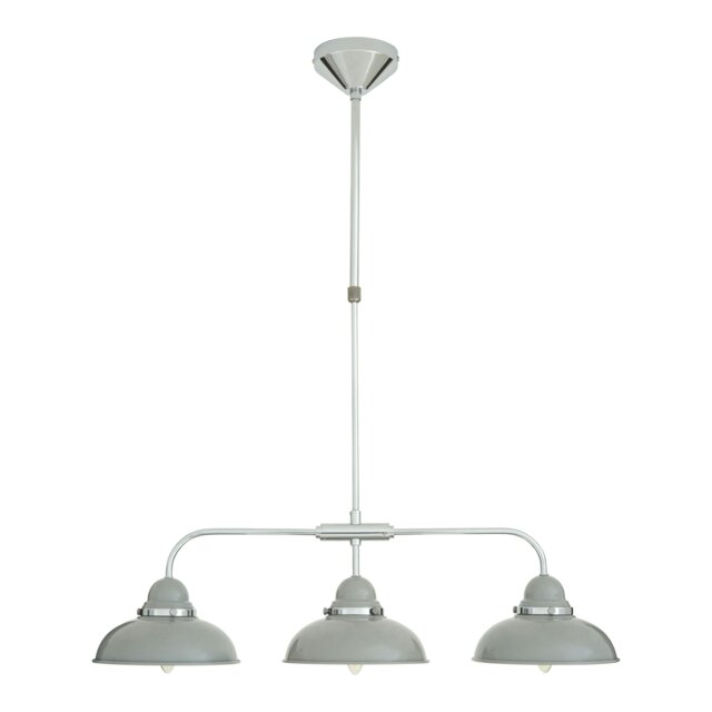 Interiors by Premier Grey Chrome Pendant Light With 3 Stainless Steel Shades, Vintage Industrial Ceiling Light For Kitchen Island