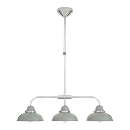 Orsina Grey Chrome Pendant Light With 3 Stainless Steel Shades, Vintage Industrial Ceiling Light For Kitchen Island