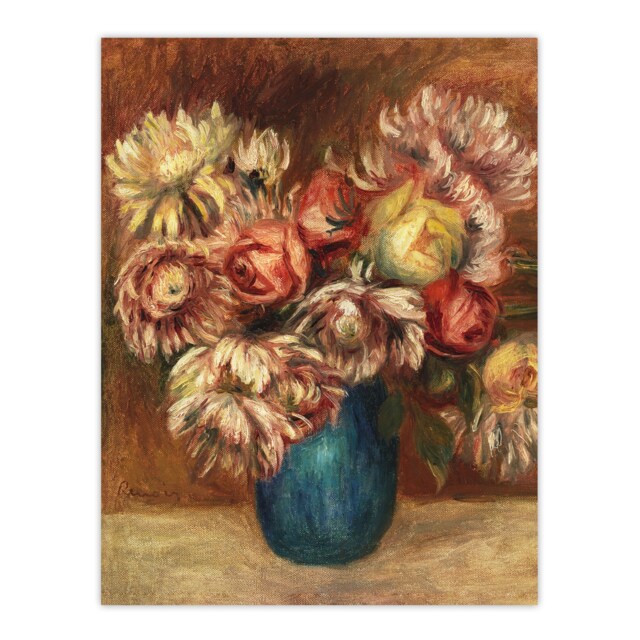 Flowers in a Green Vase Renoir Vintage Huge Wall Art Print 18X24 In