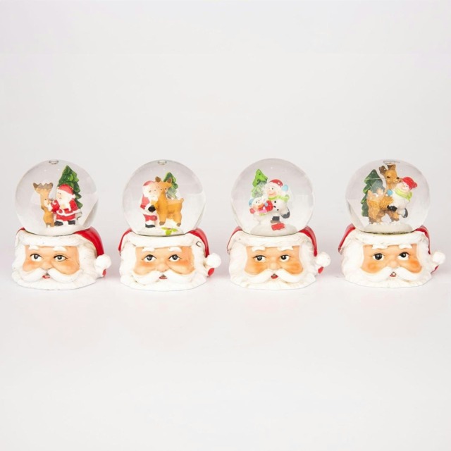 Christmas Mini Snowglobe Water Ball Snow Dome Scene Resin Santa Face Base Table Decorations
