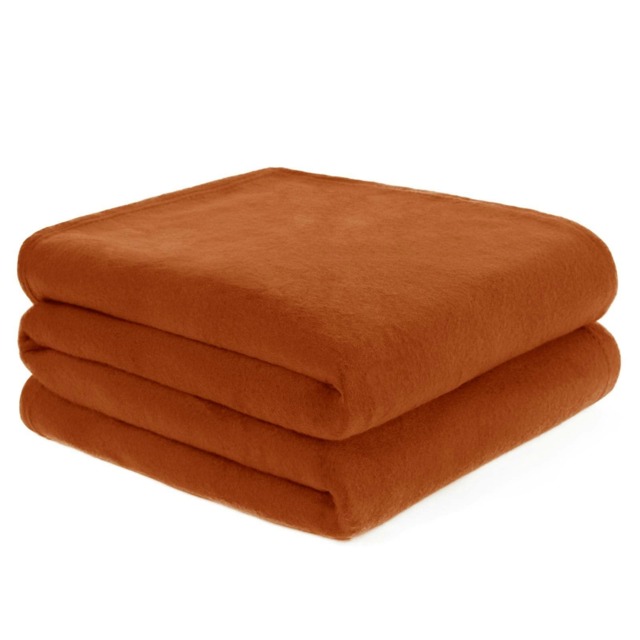 OHS Luxury Fleece Throw Blanket, 125x150cm - Burnt Orange