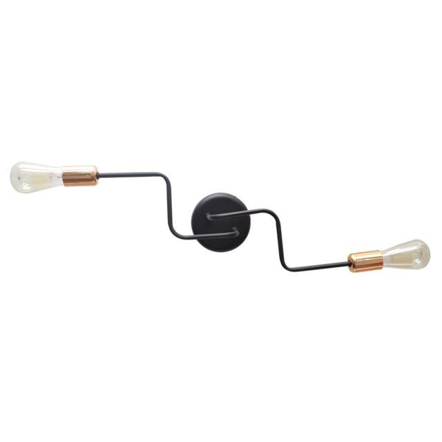 Tube Multi Arm Semi Flush Ceiling Light Black, Copper 54cm