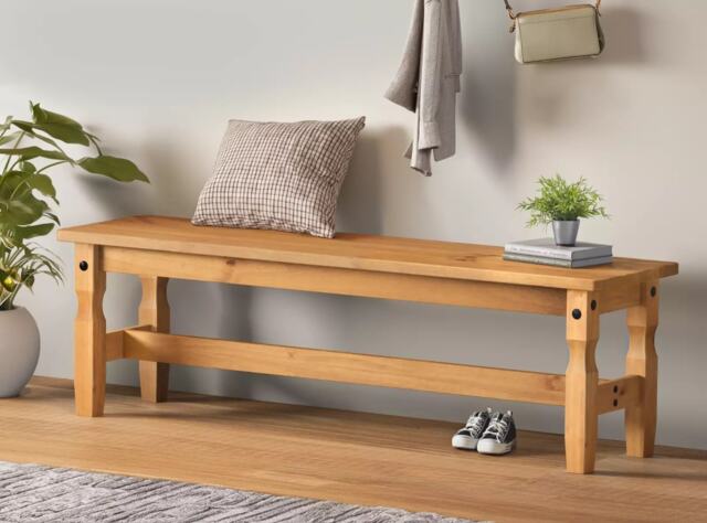 Mercers Furniture Corona 5'0 Dining Bench Long Seating Chair Hallway Solid Wood Pine Wooden with Mexican Styling