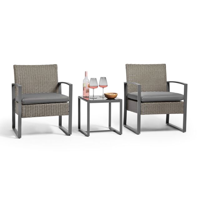 VonHaus Rattan Effect Garden Bistro Table & Chairs Set