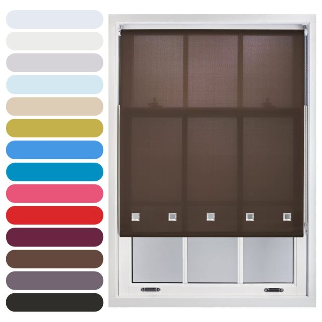FURNISHED Roller Blinds Daylight Square Eyelet Light Filtering Easy Fit Trimmable Window Shade Brown Mocha
