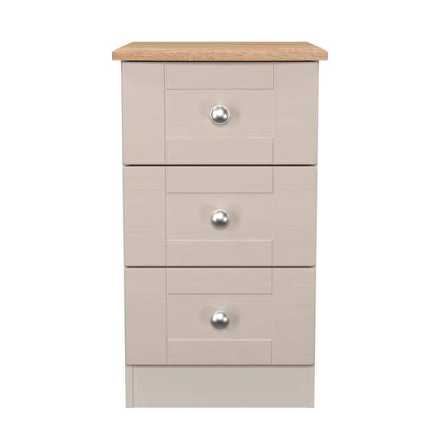 Cumbria 3 Drawer Bedside Cabinet in Kashmir Ash & Bardolino Oak (Ready Assembled) Cream Kashmir Ash & Bardolino Oak